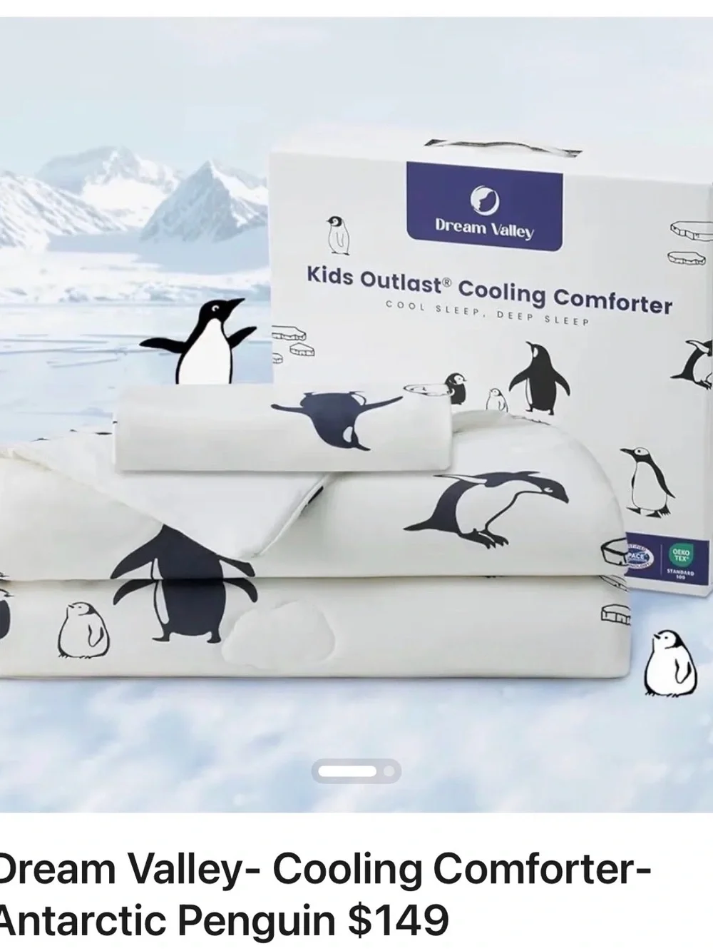 Dream Valley x Outlast Kids Cooling Comforter - Antarctic Penguin - Sealed